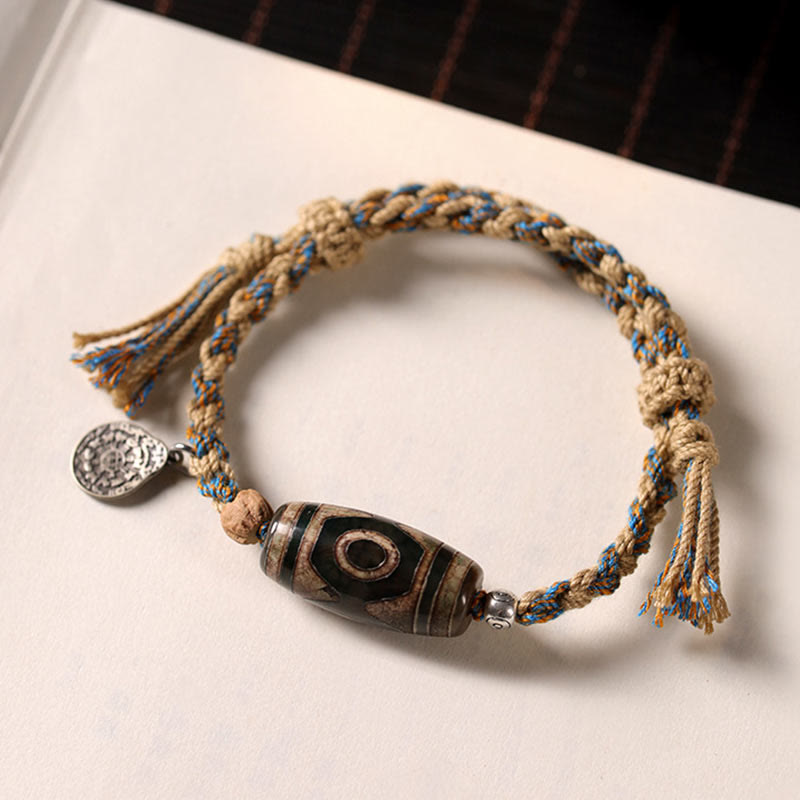 KarmaRipple's Tibetan Dzi Bead Wealth Protection Woven Bracelet p2