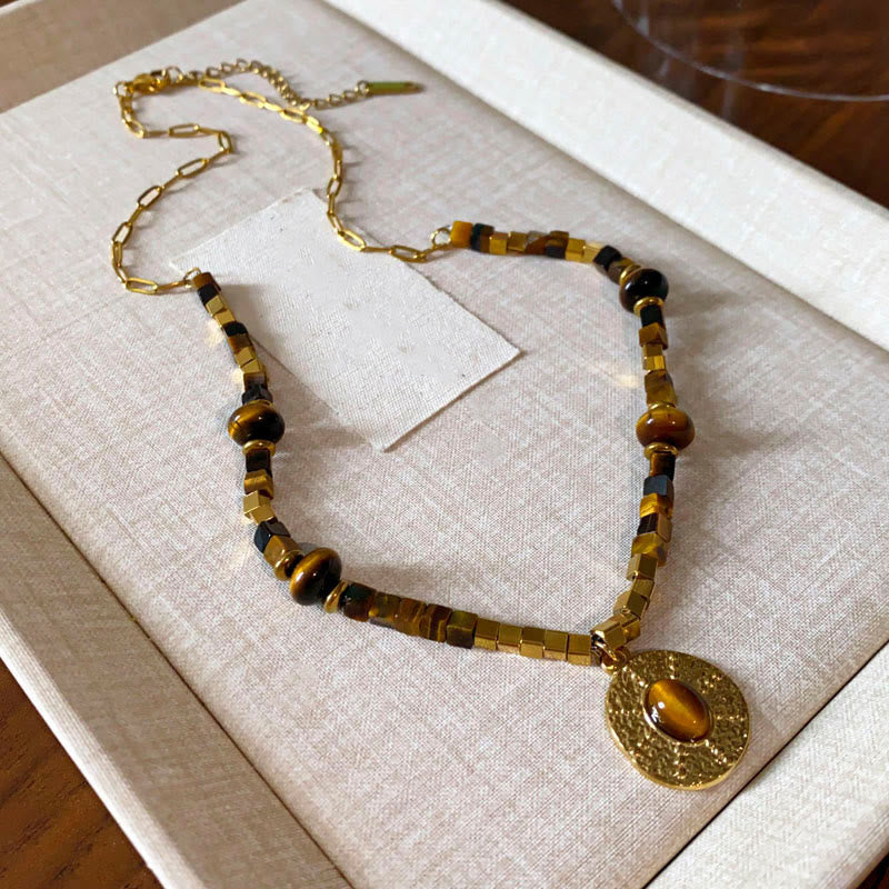 KarmaRipple's Authentic Tiger Eye Square Protection Titanium Steel Pendant Necklace p10
