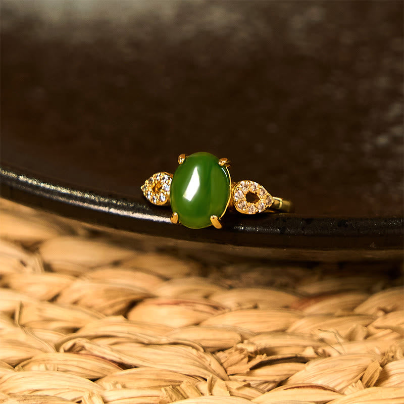 KarmaRipple's Authentic Jade Adjustable Buckle Prosperity Ring p4