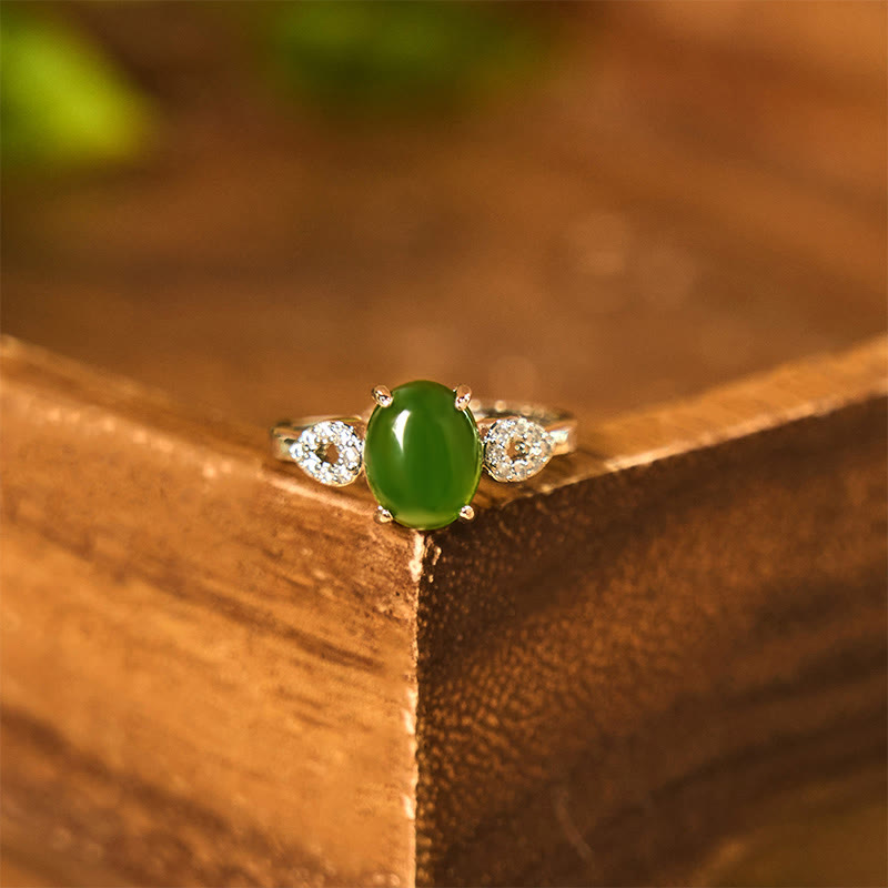 KarmaRipple's Authentic Jade Adjustable Buckle Prosperity Ring p7