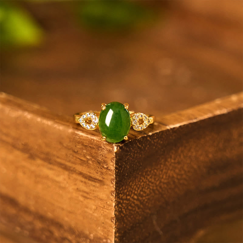 KarmaRipple's Authentic Jade Adjustable Buckle Prosperity Ring p3
