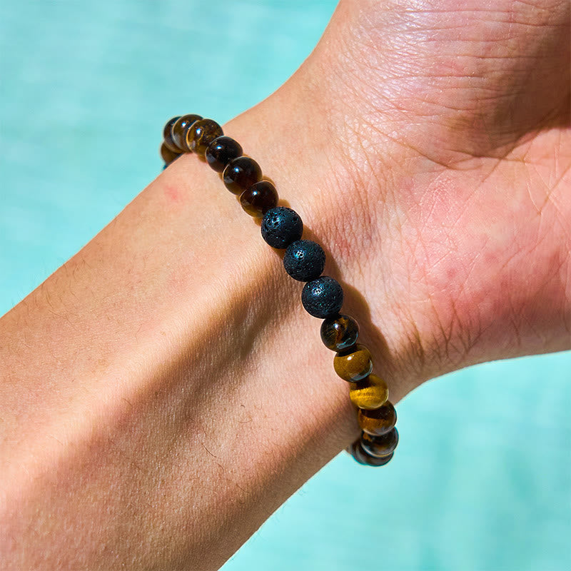 KarmaRipple's 3Pcs Tiger Eye Lava Rock Protection Bracelet Set p5
