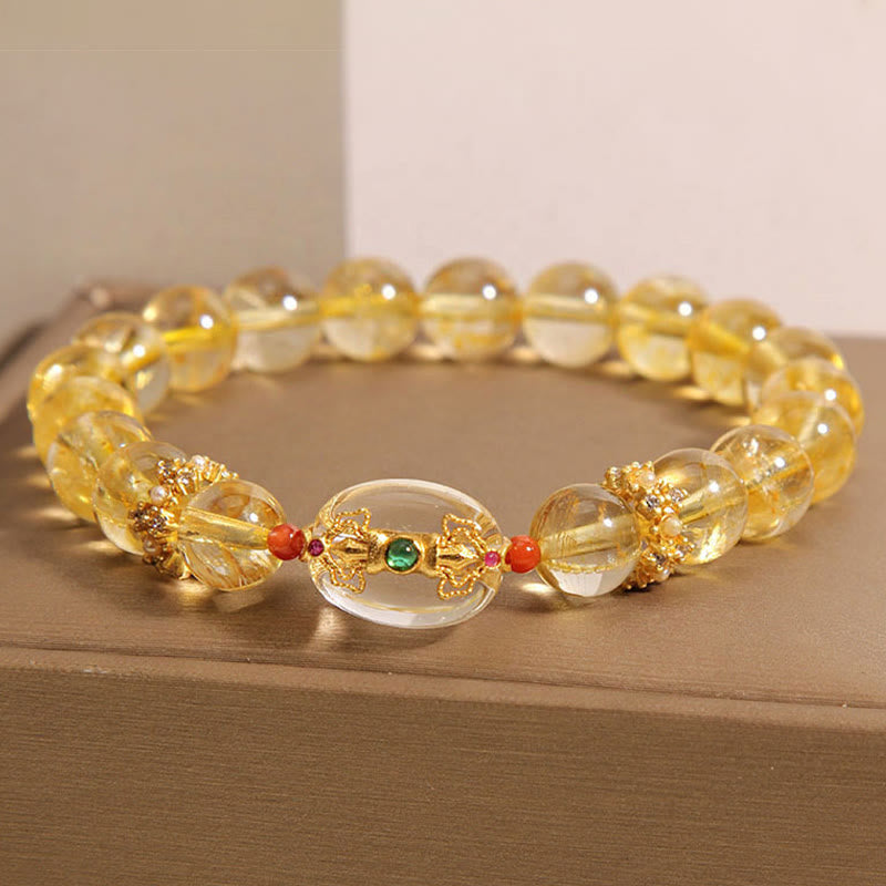 KarmaRipple's Authentic Golden Rutilated Quartz Beadwork Auspiciousness Bracelet p9