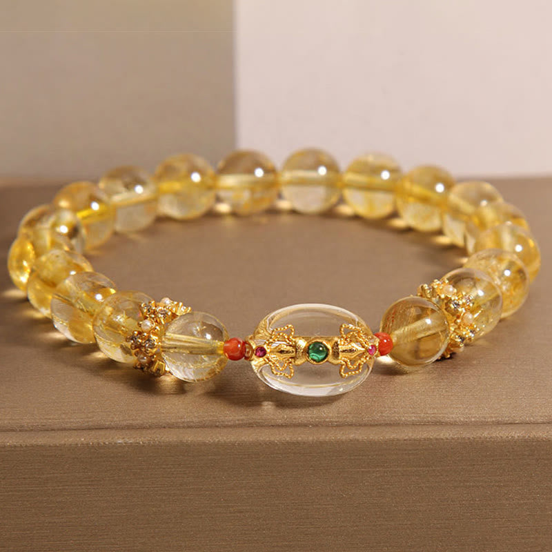 KarmaRipple's Authentic Golden Rutilated Quartz Beadwork Auspiciousness Bracelet p2