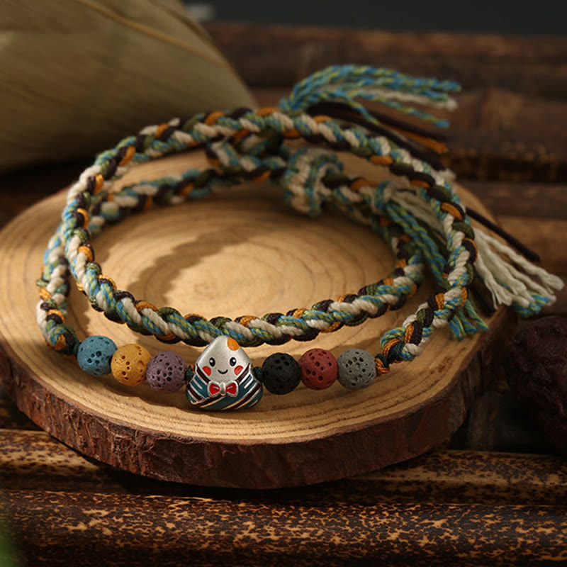KarmaRipple's Dragon Boat Festival Colorful Rope Lava Rock Fu Character Rice Dumplings Fortune Woven Bracelet p3