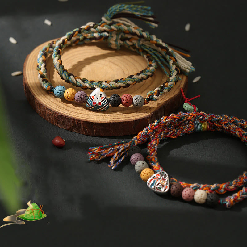 KarmaRipple's Dragon Boat Festival Colorful Rope Lava Rock Fu Character Rice Dumplings Fortune Woven Bracelet p13
