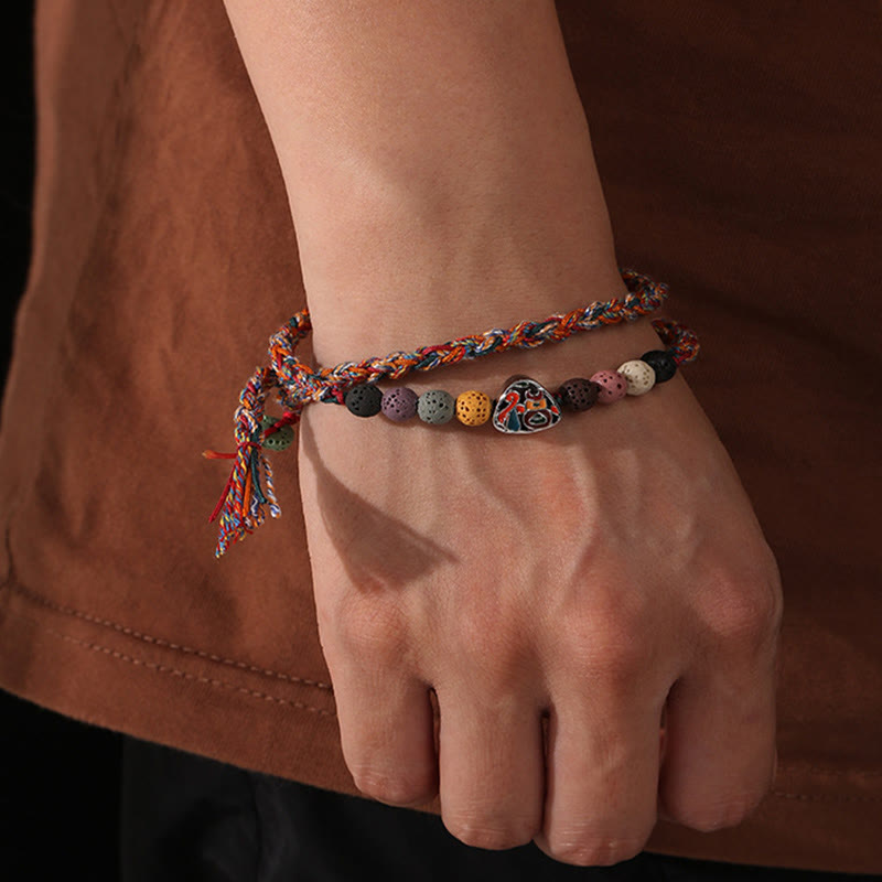 KarmaRipple's Dragon Boat Festival Colorful Rope Lava Rock Fu Character Rice Dumplings Fortune Woven Bracelet p10