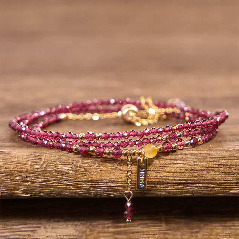 KarmaRipple's Small Authentic Garnet Passion Triple Wrap Bracelet p2