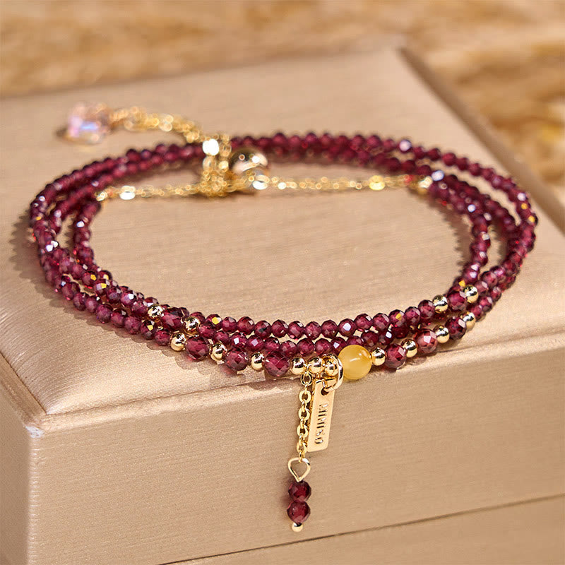 KarmaRipple's Small Authentic Garnet Passion Triple Wrap Bracelet p1
