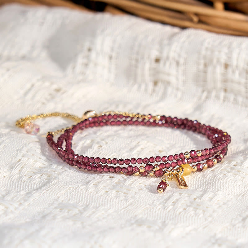 KarmaRipple's Small Authentic Garnet Passion Triple Wrap Bracelet p4