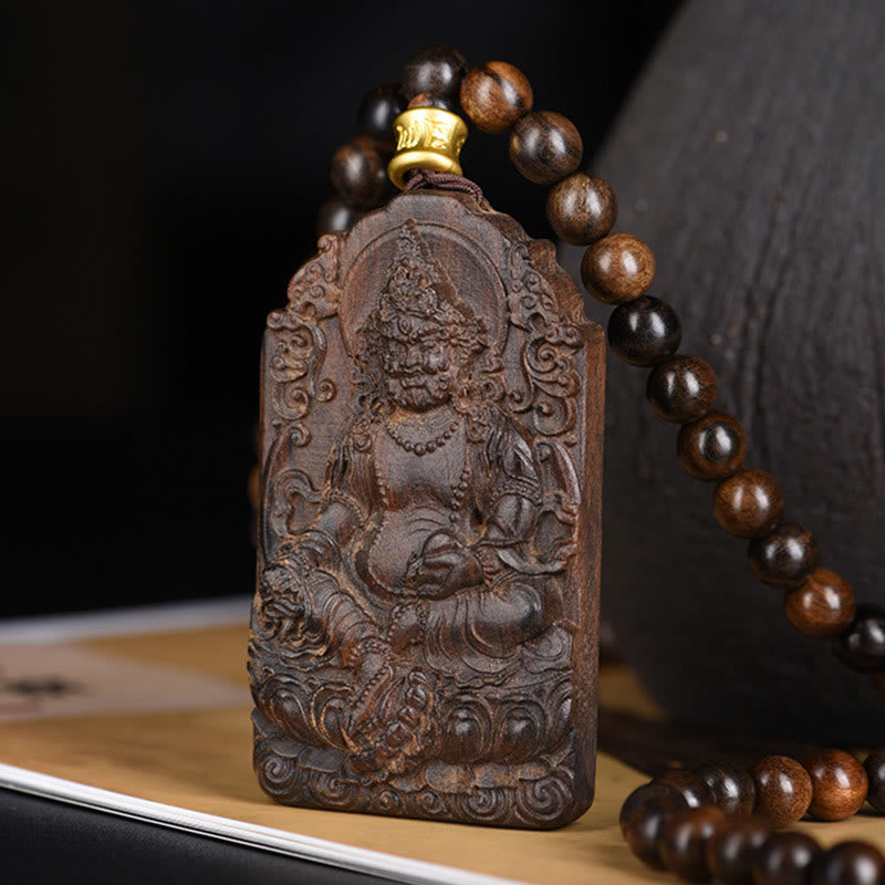 KarmaRipple's Qinan Agarwood Avalokitesvara Yellow God of Wealth Strength Bead Pendant Necklace p8
