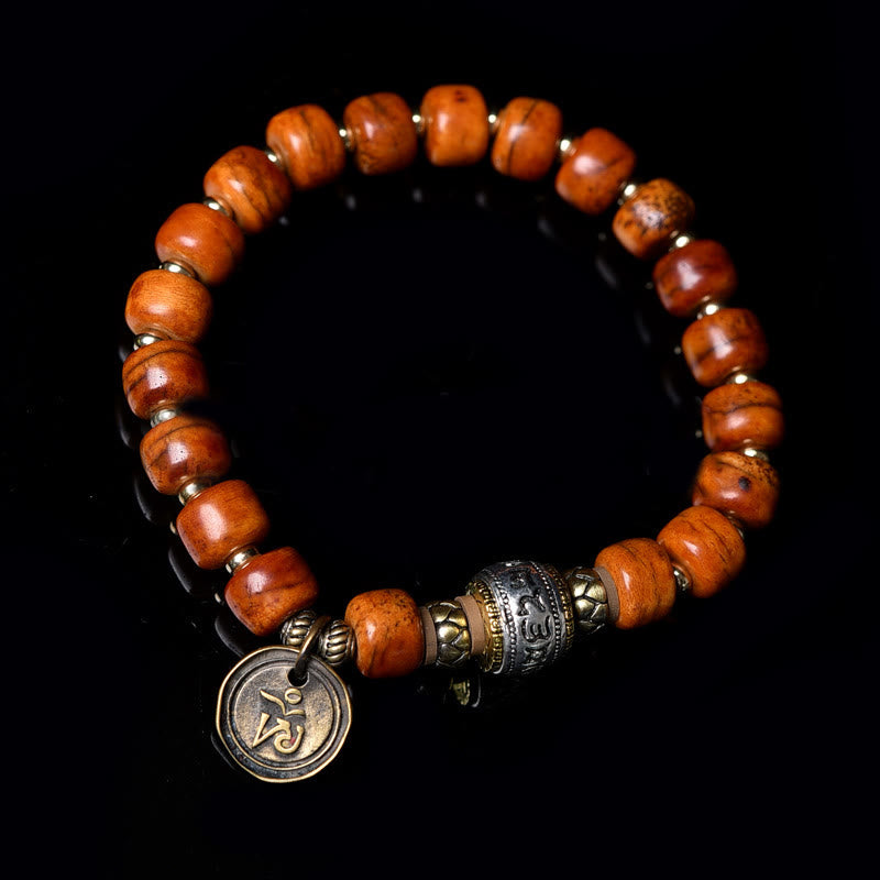 KarmaRipple's Authentic Tibetan Camel Bone Barrel Beadwork OM Sanskrit Fortune Protection Bracelet p8