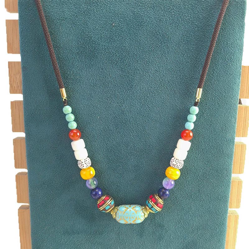 KarmaRipple's Tibetan Handmade Turquoise Beadwork Balance Pendant Necklace p8