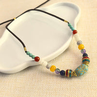 KarmaRipple's Tibetan Handmade Turquoise Beadwork Balance Pendant Necklace