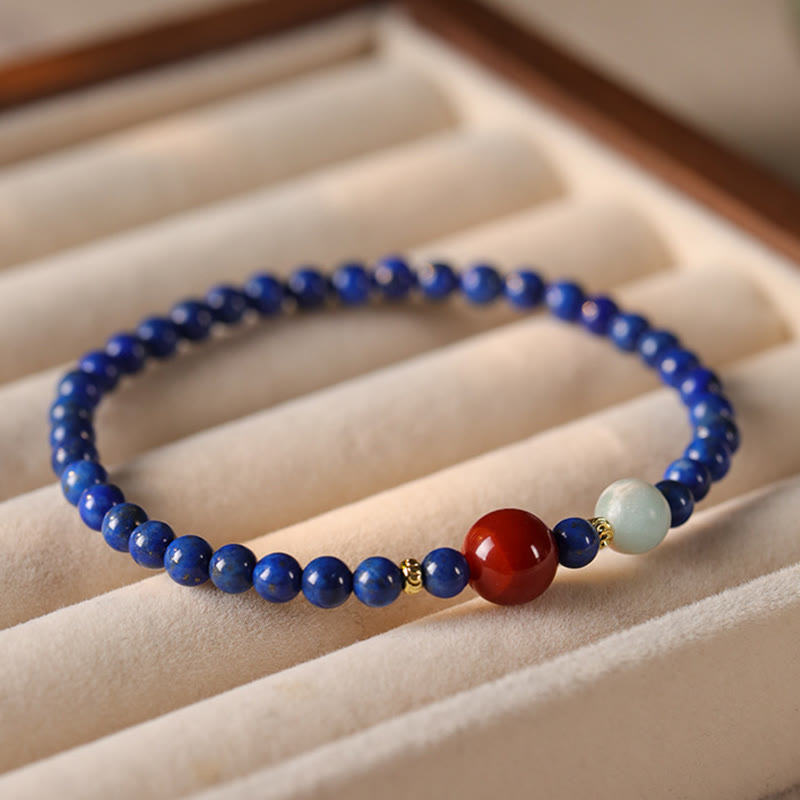 KarmaRipple's Small Lazurite Agate Ultra-thin Beadwork Positive Bracelet p3