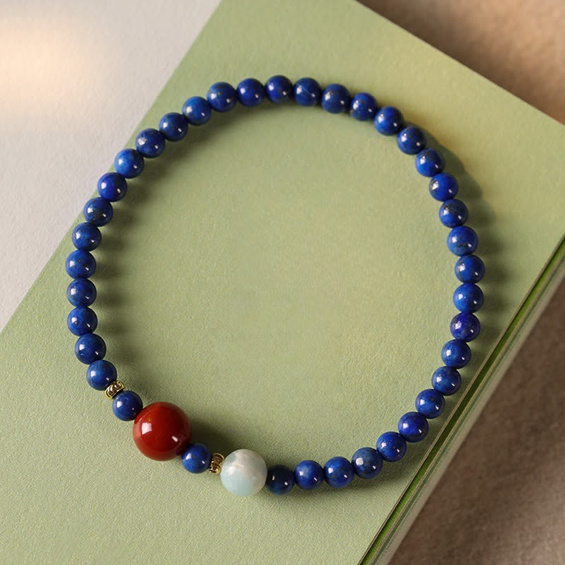 KarmaRipple's Small Lazurite Agate Ultra-thin Beadwork Positive Bracelet p9