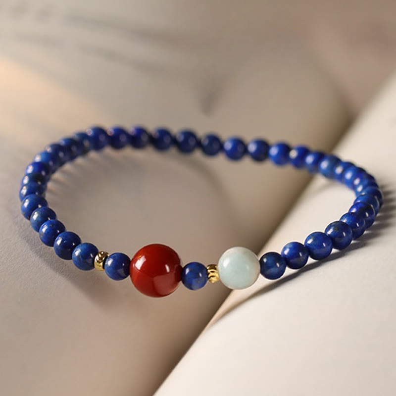 KarmaRipple's Small Lazurite Agate Ultra-thin Beadwork Positive Bracelet p4