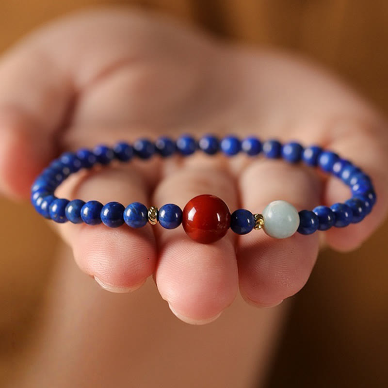 KarmaRipple's Small Lazurite Agate Ultra-thin Beadwork Positive Bracelet p11