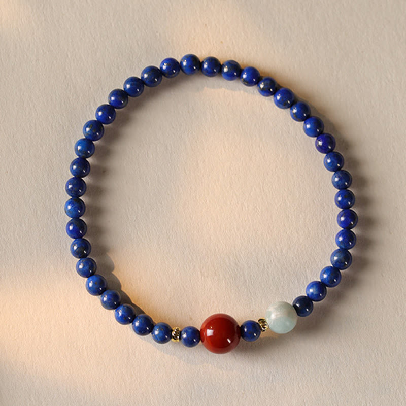 KarmaRipple's Small Lazurite Agate Ultra-thin Beadwork Positive Bracelet p2
