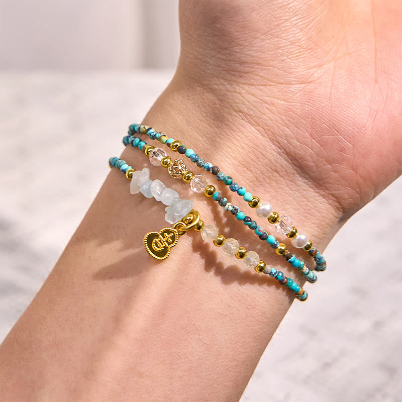 KarmaRipple's Turquoise Beaded Strength Triple Wrap Bracelet p5