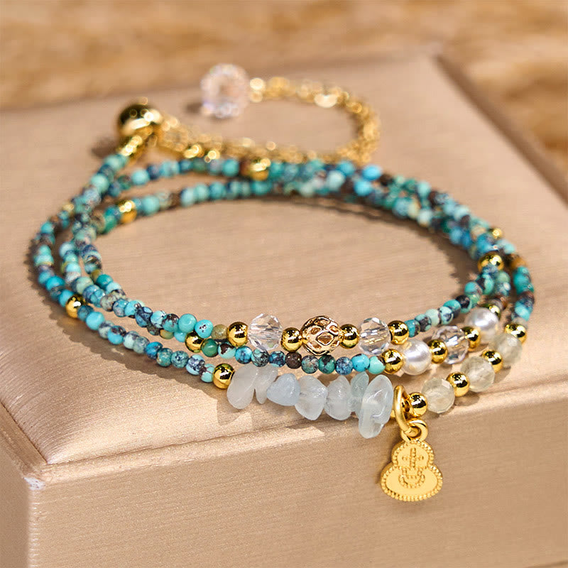KarmaRipple's Turquoise Beaded Strength Triple Wrap Bracelet p8