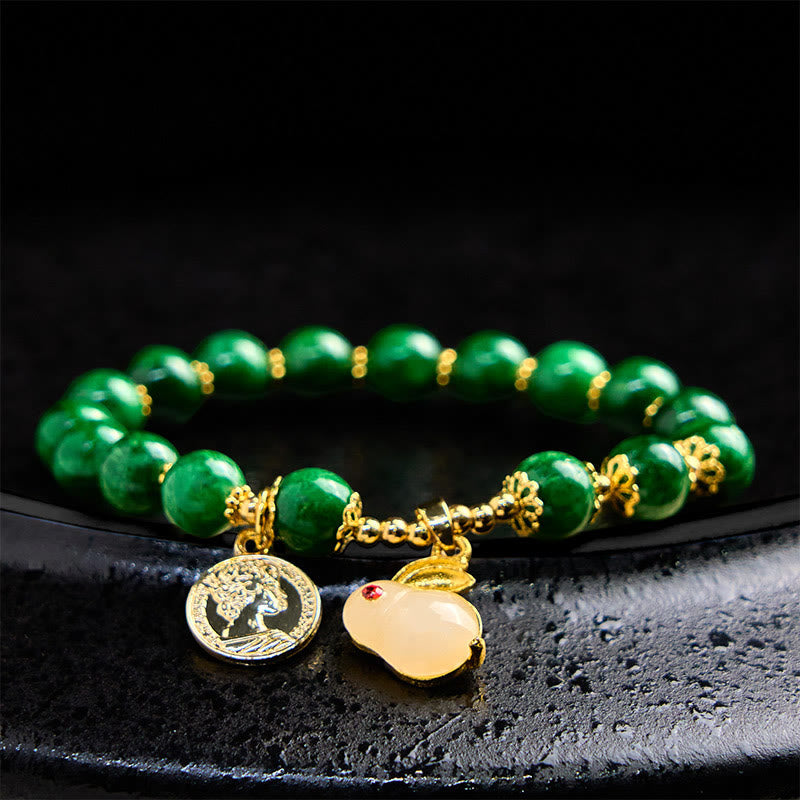 KarmaRipple's Green Calcite Lovely Rabbit Talisman Clarity Bracelet p6