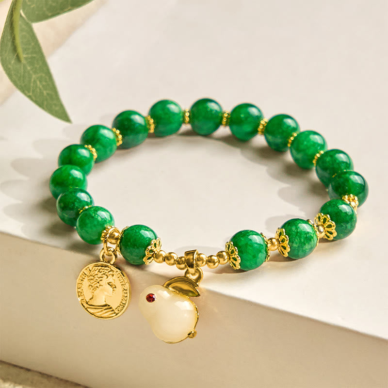 KarmaRipple's Green Calcite Lovely Rabbit Talisman Clarity Bracelet p2