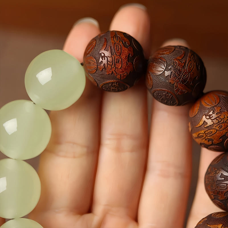KarmaRipple's Rosewood Engraving PiXiu Fu Character Cure Bracelet p4