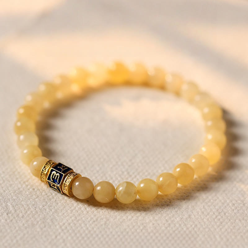 KarmaRipple's Topaz Beadwork Om Mani Padme Hum Fortune Bracelet p1