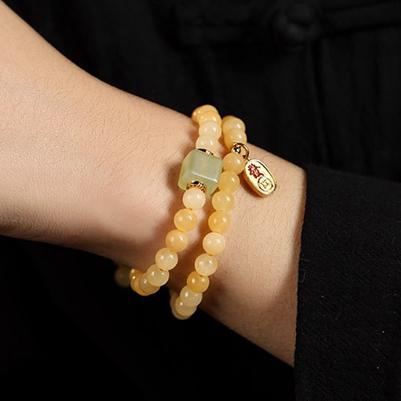 KarmaRipple's Topaz Beadwork Jade Cube Double Circle Wealth Bracelet p4