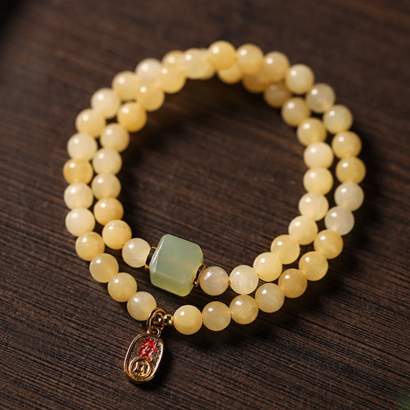 KarmaRipple's Topaz Beadwork Jade Cube Double Circle Wealth Bracelet p1