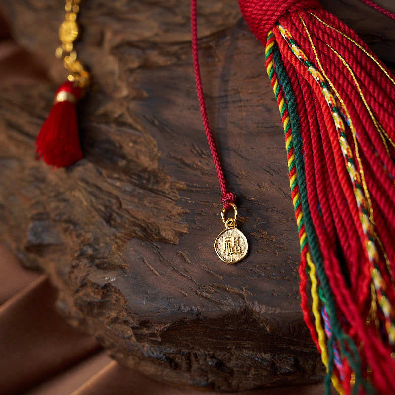 KarmaRipple's 18 Beadwork Bronze Coins Tibet Tassel Red Agate Calm Wrist Mala p7