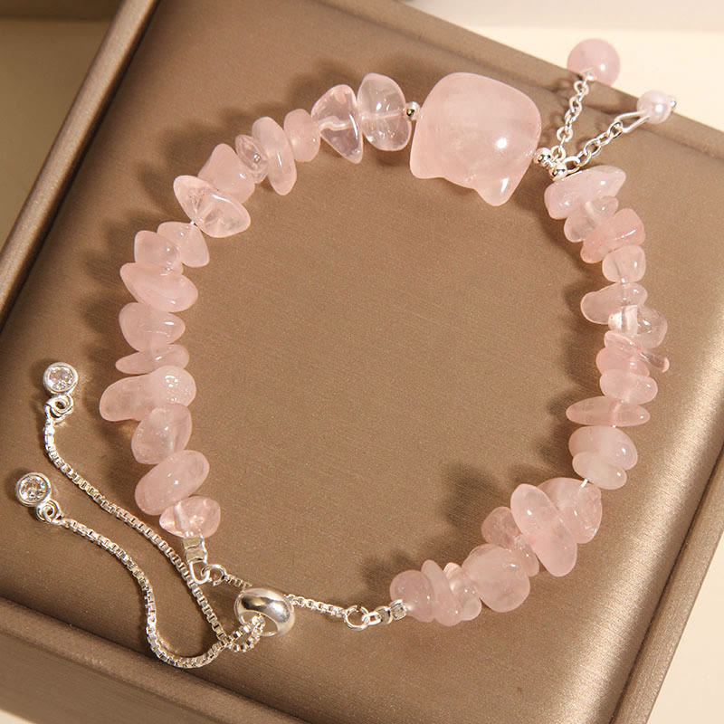 KarmaRipple's Authentic Pink Gemstone Agate Gravel Stone Cat Head Soothing Bracelet p4