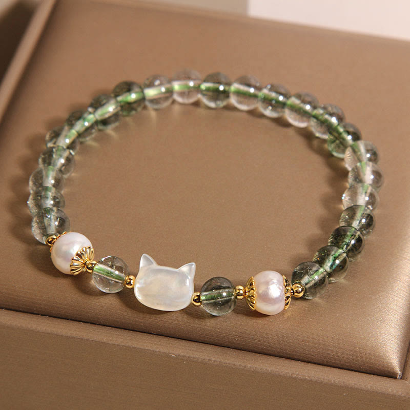 KarmaRipple's Authentic Green Phantom Pearl Shell Cat Head Fortunate Bracelet p1