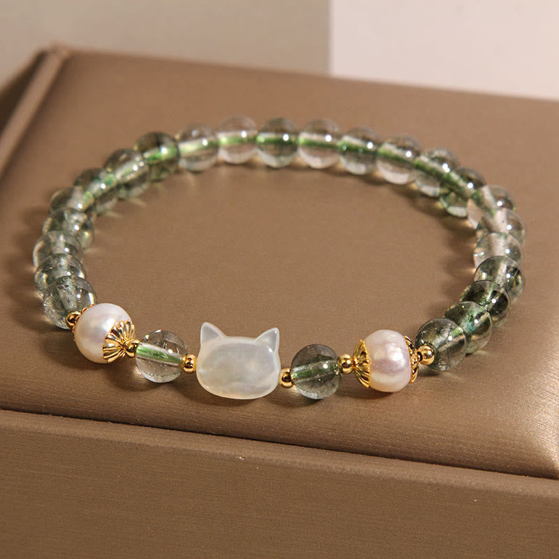 KarmaRipple's Authentic Green Phantom Pearl Shell Cat Head Fortunate Bracelet p6