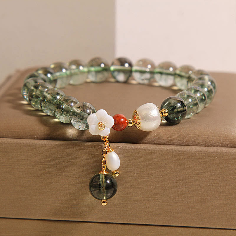 KarmaRipple's Authentic Green Phantom Pearl Shell Flower Positive Bracelet p6