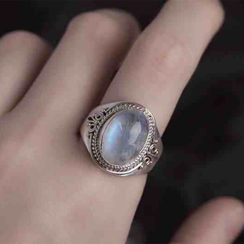 KarmaRipple's 925 Sterling Silver Handmade Authentic Moonstone Balancing Adjustable Ring p2