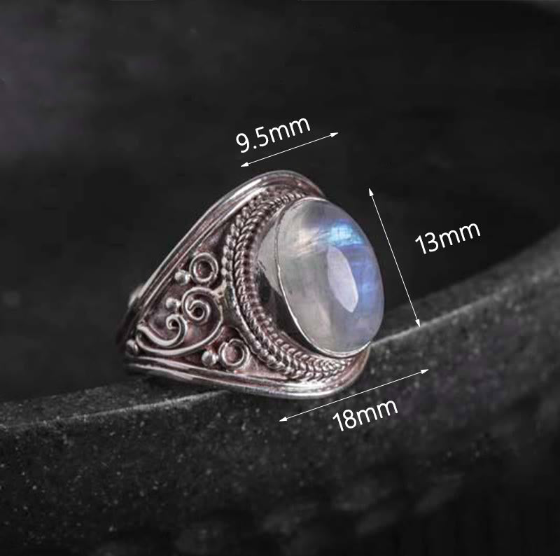 KarmaRipple's 925 Sterling Silver Handmade Authentic Moonstone Balancing Adjustable Ring p15