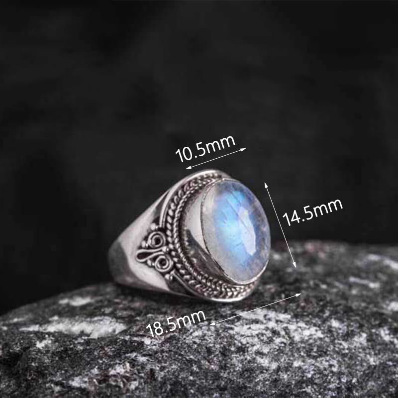 KarmaRipple's 925 Sterling Silver Handmade Authentic Moonstone Balancing Adjustable Ring p11