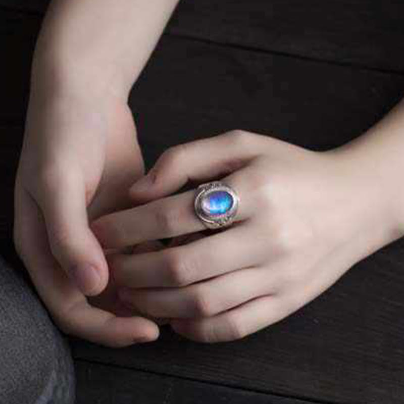 KarmaRipple's 925 Sterling Silver Handmade Authentic Moonstone Balancing Adjustable Ring p8