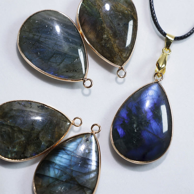 KarmaRipple's Water Drop Pattern Labradorite Balancing Pendant Necklace p3