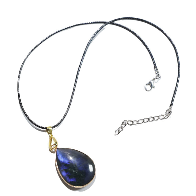 KarmaRipple's Water Drop Pattern Labradorite Balancing Pendant Necklace p7