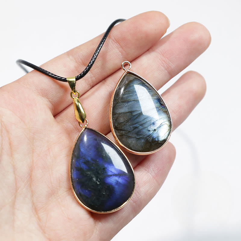 KarmaRipple's Water Drop Pattern Labradorite Balancing Pendant Necklace p2