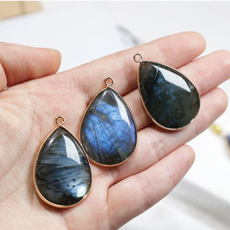 KarmaRipple's Water Drop Pattern Labradorite Balancing Pendant Necklace p4