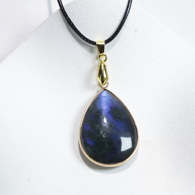 KarmaRipple's Water Drop Pattern Labradorite Balancing Pendant Necklace p1
