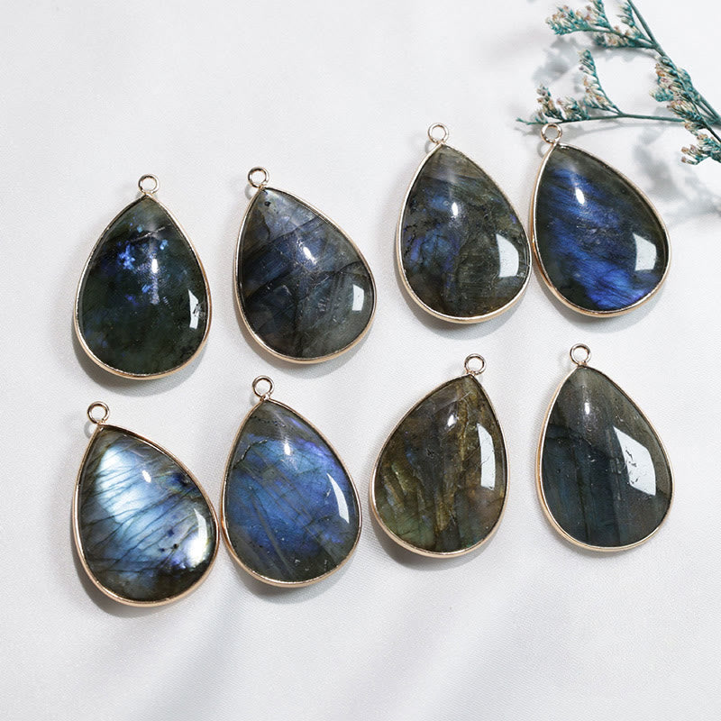 KarmaRipple's Water Drop Pattern Labradorite Balancing Pendant Necklace p5