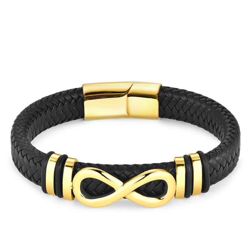 KarmaRipple's Endless Weave Design Titanium Steel Strengthen Woven Leather Buckle Bracelet p15