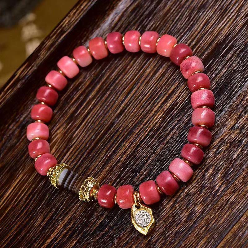 KarmaRipple's Tibetan Camel Bone Red Agate Fortune Bracelet p9