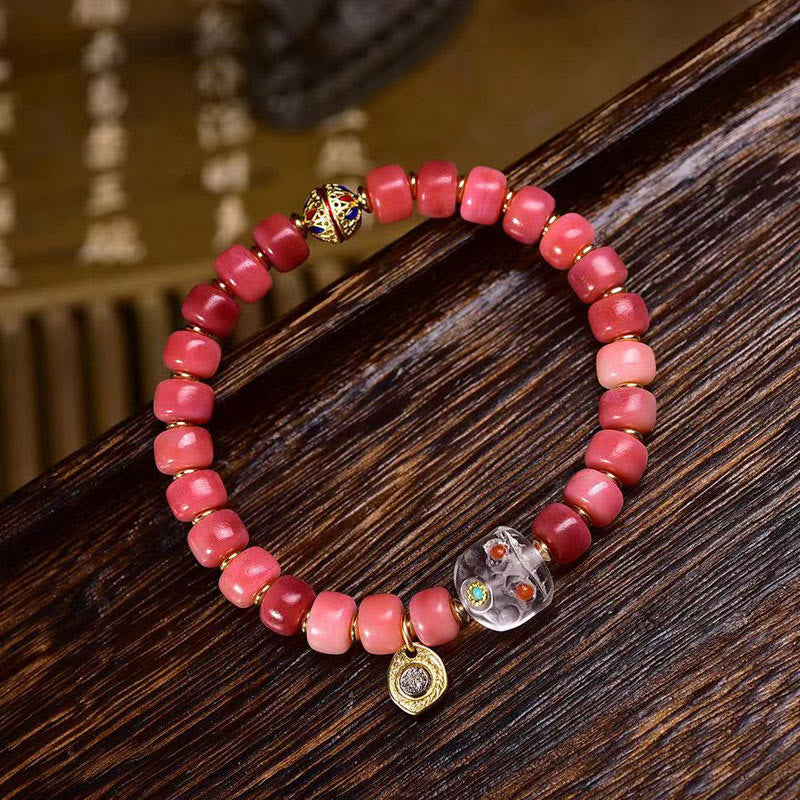KarmaRipple's Tibetan Camel Bone Red Agate Fortune Bracelet p18