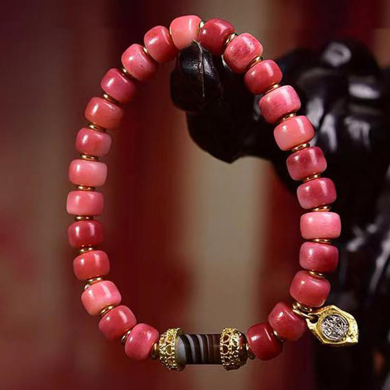 KarmaRipple's Tibetan Camel Bone Red Agate Fortune Bracelet p11